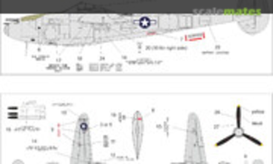 1:72 P-38 Lightning stencils (UpRise Decal UR7244) UR7244