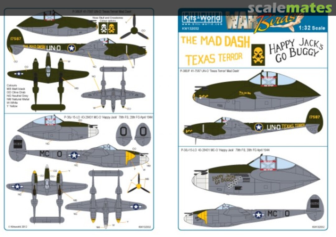Boxart Lockheed P-38F/J Lightnings KW132032 Kits-World Boxart Lockheed P-38F/J Lightnings KW132032 Kits-World