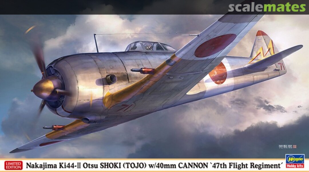 Boxart Nakajima Ki44-II Otsu Shoki (Tojo) w/40mm Cannon '47th Flight Regiment' 07463 Hasegawa Boxart Nakajima Ki44-II Otsu Shoki (Tojo) w/40mm Cannon '47th Flight Regiment' 07463 Hasegawa