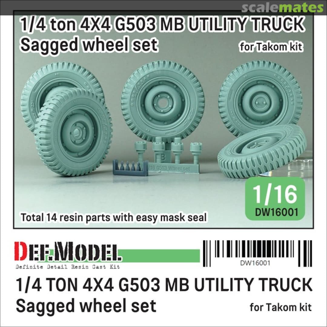 Boxart 1/4 ton 4x4 G503 MB Utility Truck sagged wheel set DW16001 Def.Model Boxart 1/4 ton 4x4 G503 MB Utility Truck sagged wheel set DW16001 Def.Model