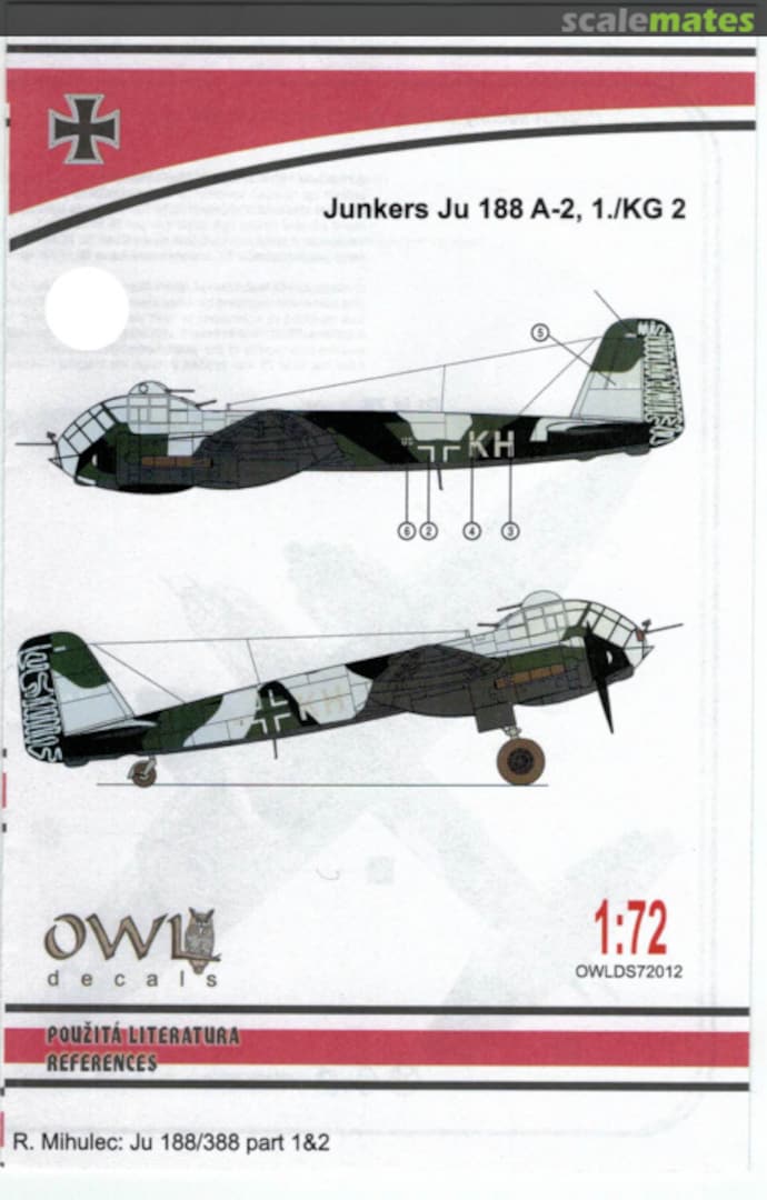 Boxart Junkers Ju 188 A-2, 1-/KG 2 OWLDS72012 OWL Boxart Junkers Ju 188 A-2, 1-/KG 2 OWLDS72012 OWL