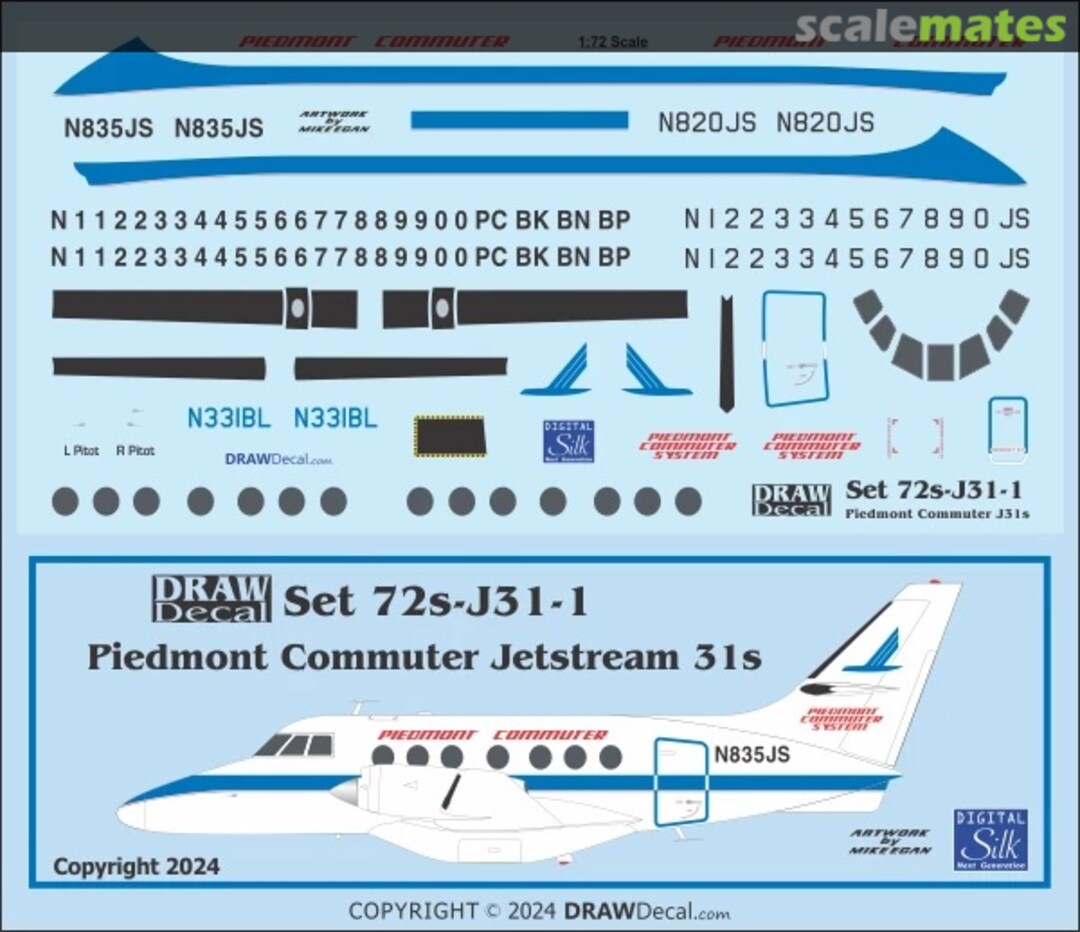 Boxart Piedmont Commuter Jetstream 31s 72-J31-1 Draw Decal Boxart Piedmont Commuter Jetstream 31s 72-J31-1 Draw Decal
