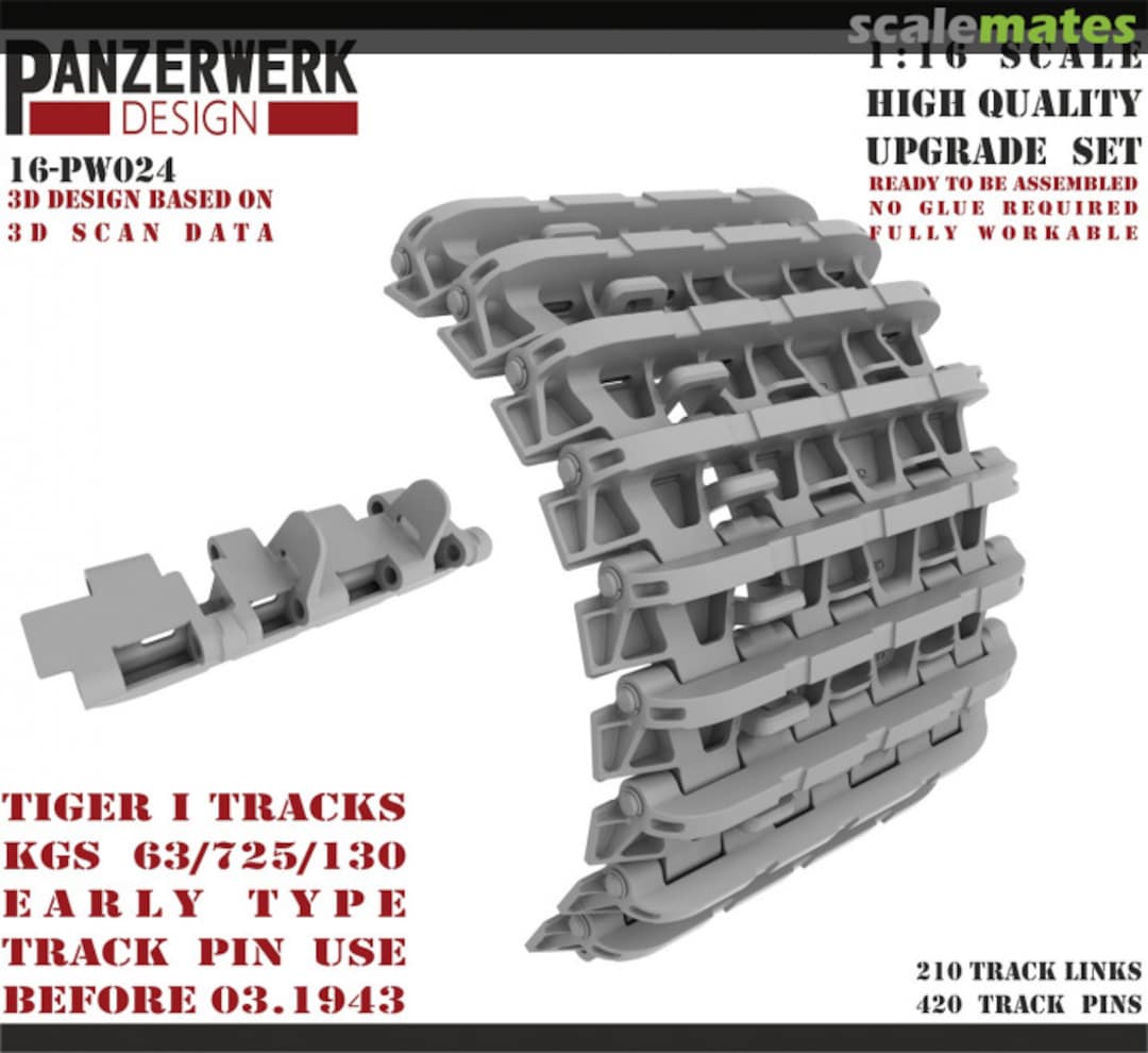 Boxart Tiger I Early tracks with early track pin 16-PW024 Panzerwerk design Boxart Tiger I Early tracks with early track pin 16-PW024 Panzerwerk design