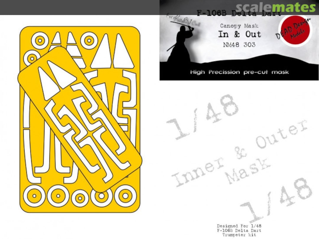 Boxart Convair F-106 B Delta Dart - Canopy Frame Paint Mask inside and outside (for Trumpeter kits) NM48303 DEAD Design Models Boxart Convair F-106 B Delta Dart - Canopy Frame Paint Mask inside and outside (for Trumpeter kits) NM48303 DEAD Design Models