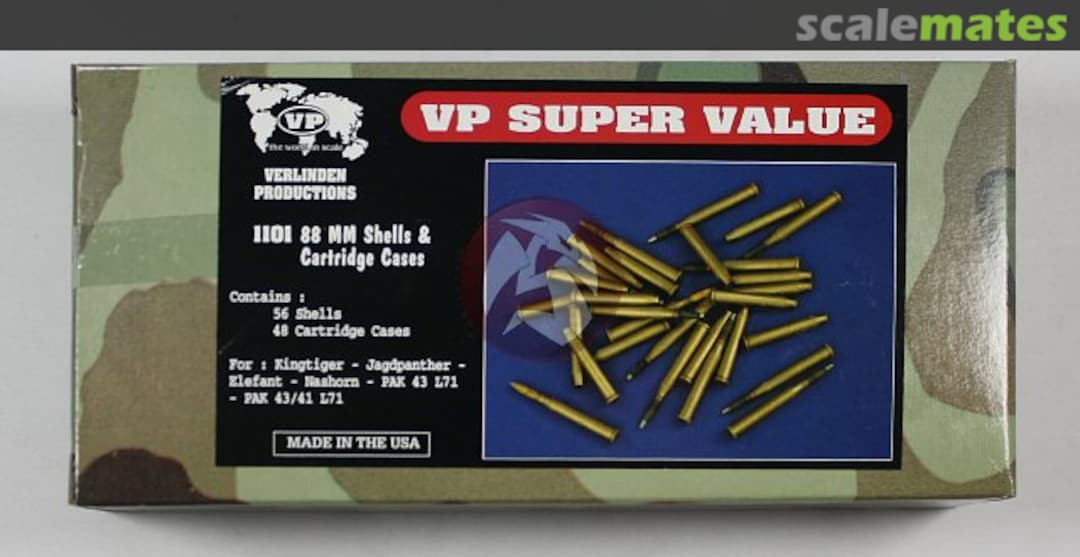Boxart 88mm Shells & Cartridge Cases (56 Shells & 48 Cartridge Cases) 1101 Verlinden Productions Boxart 88mm Shells & Cartridge Cases (56 Shells & 48 Cartridge Cases) 1101 Verlinden Productions