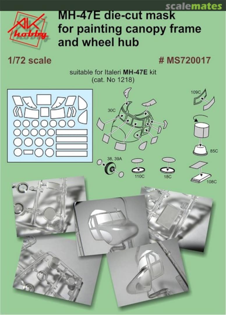 Boxart MH-47E die-cut mask for painting canopy frame and wheel hub MS720017 AK Hobby Boxart MH-47E die-cut mask for painting canopy frame and wheel hub MS720017 AK Hobby