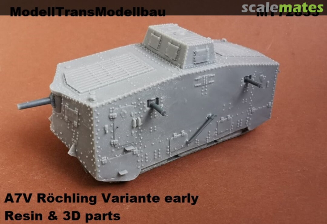 Boxart A7V Röchling Variante early MT72835 Modell Trans Modellbau Boxart A7V Röchling Variante early MT72835 Modell Trans Modellbau