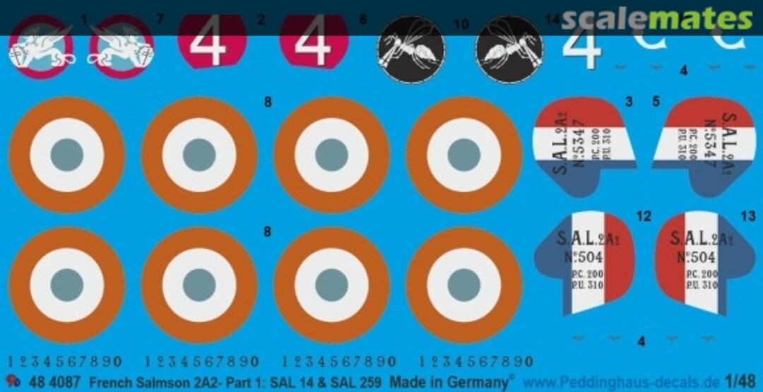 Boxart French Salmson 2A2- Part 1: SAL 14 & SAL 259 48 4087 Peddinghaus-Decals Boxart French Salmson 2A2- Part 1: SAL 14 & SAL 259 48 4087 Peddinghaus-Decals