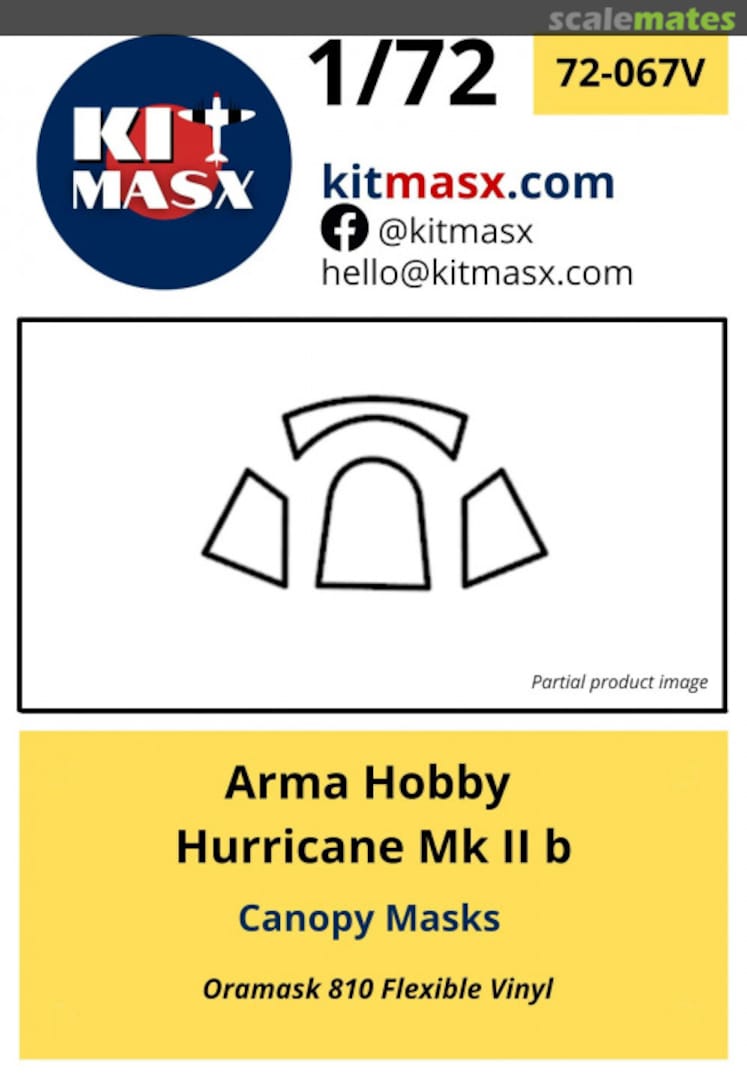 Boxart Hurricane Mk II b Canopy Masks 72-067V Kit Masx Boxart Hurricane Mk II b Canopy Masks 72-067V Kit Masx