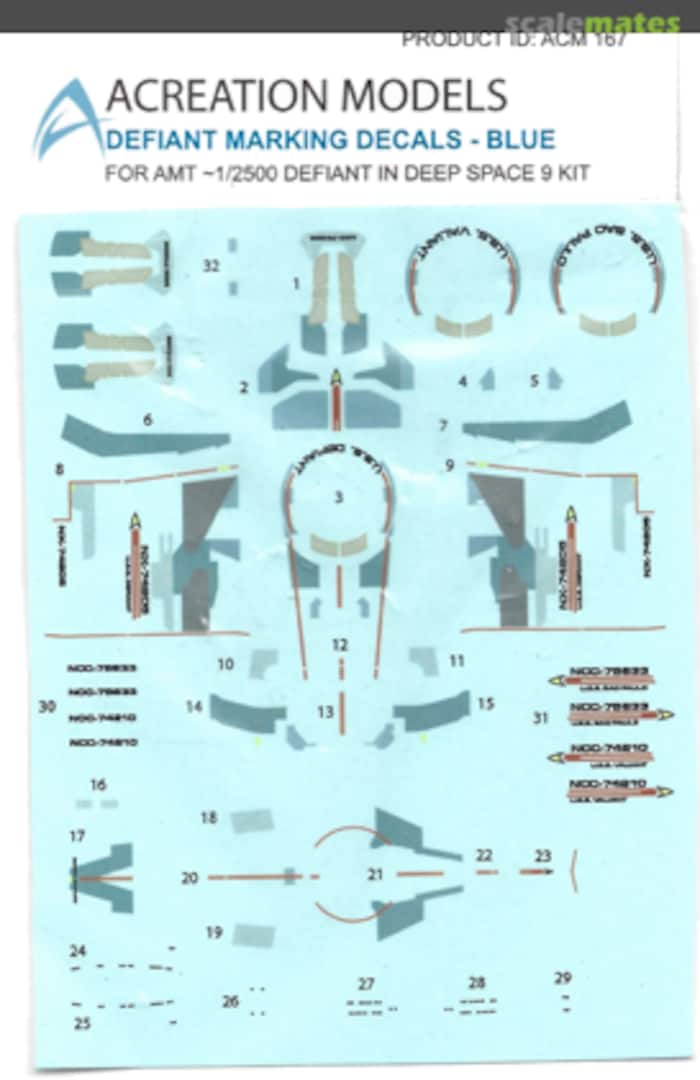 Boxart Defiant Marking Decals - Blue ACM 167 Acreation Models Boxart Defiant Marking Decals - Blue ACM 167 Acreation Models