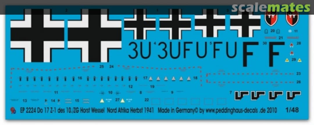 Boxart Do 17Z-1 des 10./ZG 26 Horst Wessel, Nord Afrika, Herbst 1941 EP 2224 Peddinghaus-Decals Boxart Do 17Z-1 des 10./ZG 26 Horst Wessel, Nord Afrika, Herbst 1941 EP 2224 Peddinghaus-Decals