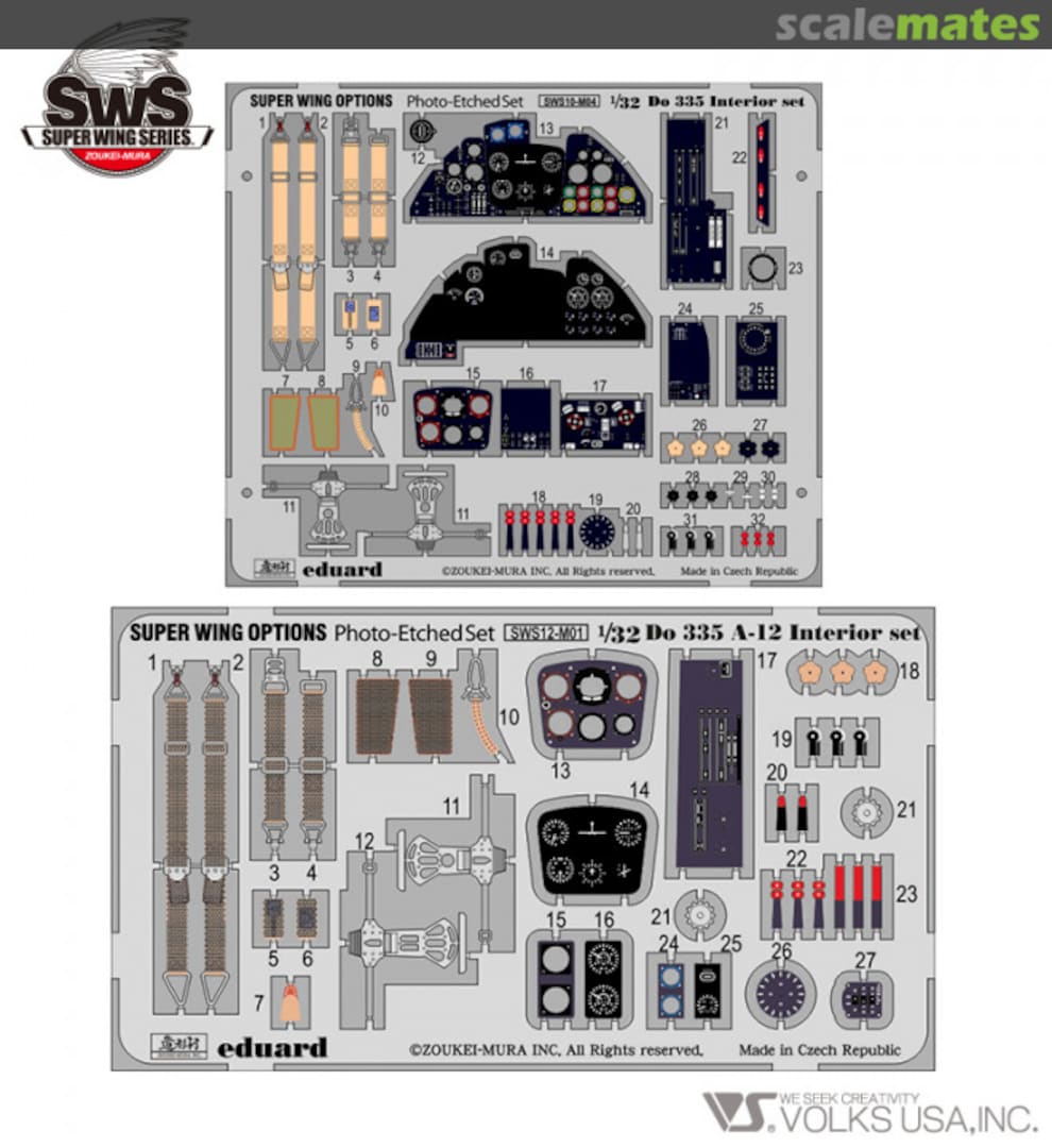 Boxart Dornier Do 335 A-0/A-12 Interior Set SWS12-M01 Zoukei-Mura