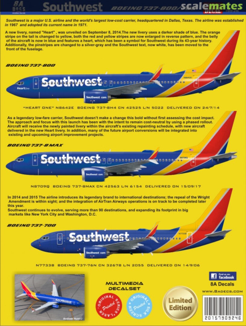 Boxart Southwest Boeing 737-800/700 7909-246 8aDecs Boxart Southwest Boeing 737-800/700 7909-246 8aDecs