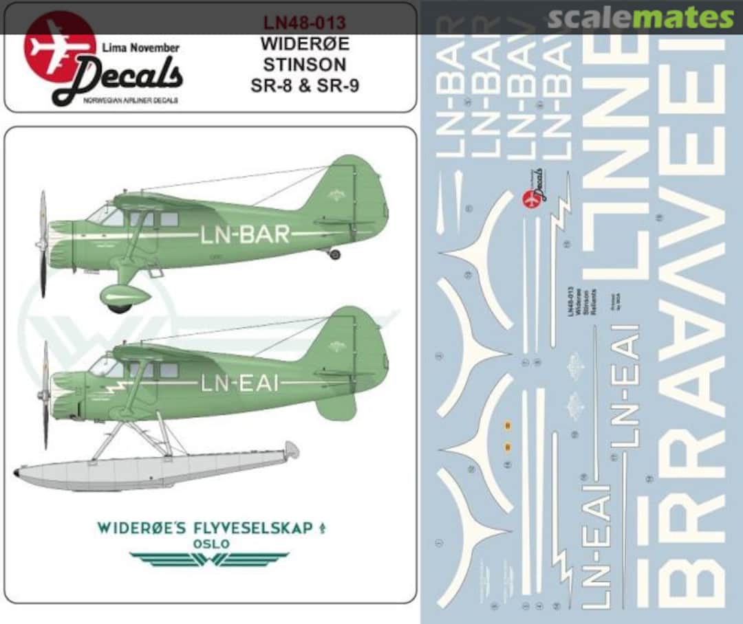 Boxart Wideroe Stinson SR-8 & SR-9 LN48-013 Lima November Decals