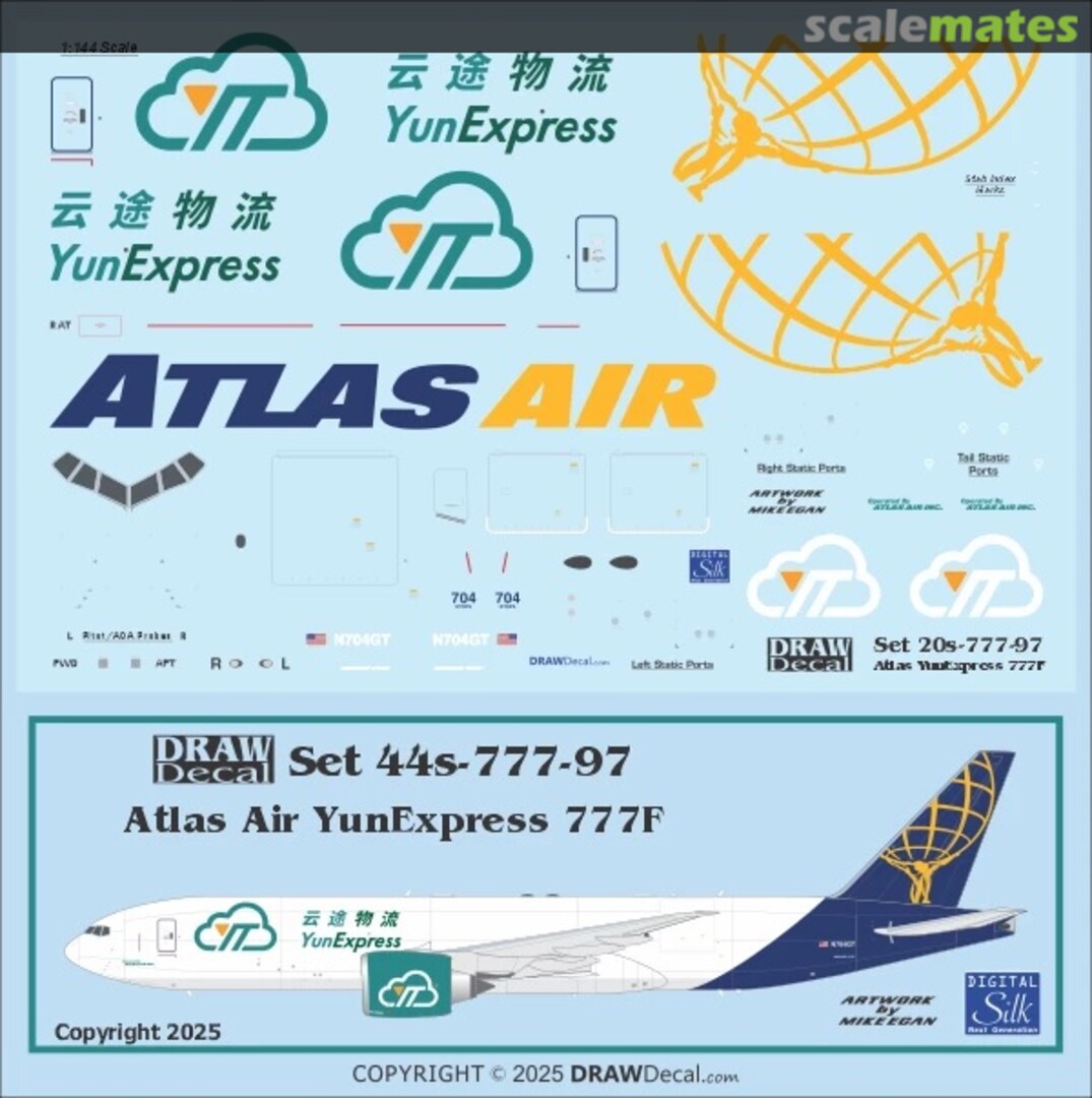 Boxart Atlas Air YunExpress 777-200F 44-777-97 Draw Decal Boxart Atlas Air YunExpress 777-200F 44-777-97 Draw Decal
