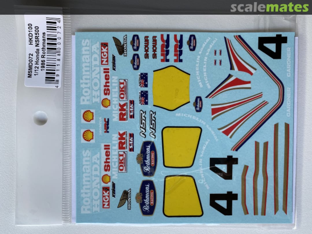 Boxart Honda NSR500 1986 Rothmans (for Tamiya 14099) MSMD072 MSM Creation Boxart Honda NSR500 1986 Rothmans (for Tamiya 14099) MSMD072 MSM Creation