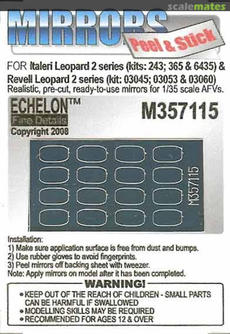 Boxart Leopard 2A4/2A5/2A6 MBT Mirrors M357115 Echelon Fine Details Boxart Leopard 2A4/2A5/2A6 MBT Mirrors M357115 Echelon Fine Details