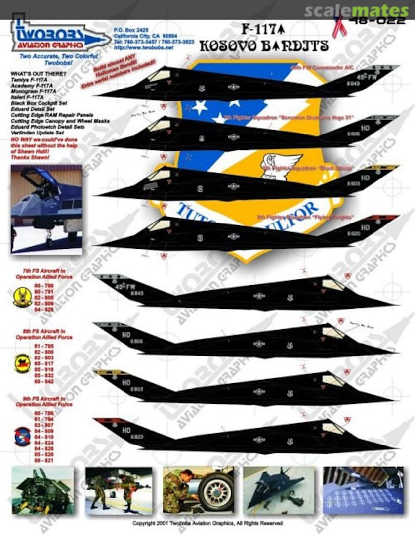 Boxart F-117A Kosovo Bandits 48-022 TwoBobs Aviation Graphics Boxart F-117A Kosovo Bandits 48-022 TwoBobs Aviation Graphics