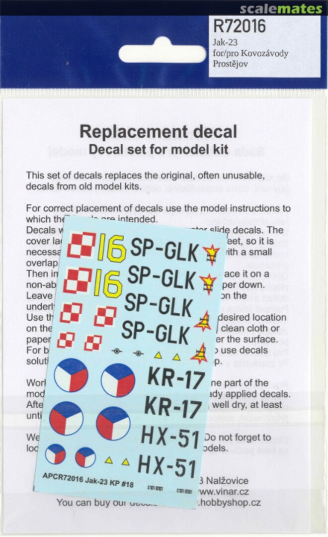 Boxart Jak-23 KP #15 APCR72016 APC Decals