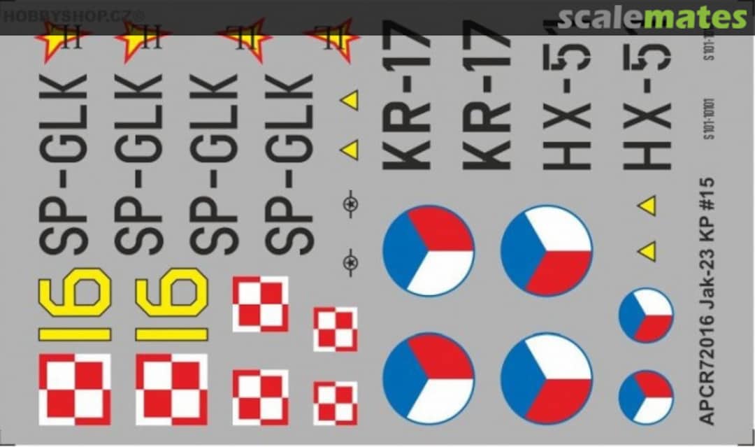 Contents Jak-23 KP #15 APCR72016 APC Decals