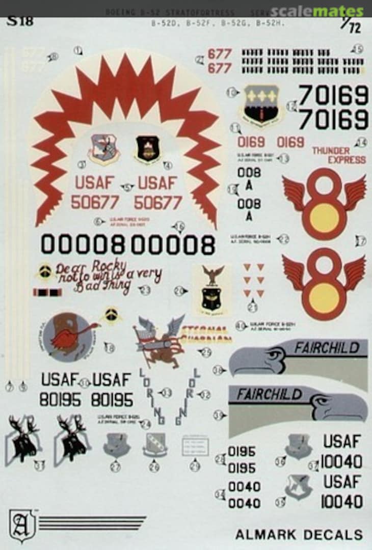 Boxart Boeing B-52 Stratofortress Service Aircraft S-18 Almark Decals Boxart Boeing B-52 Stratofortress Service Aircraft S-18 Almark Decals