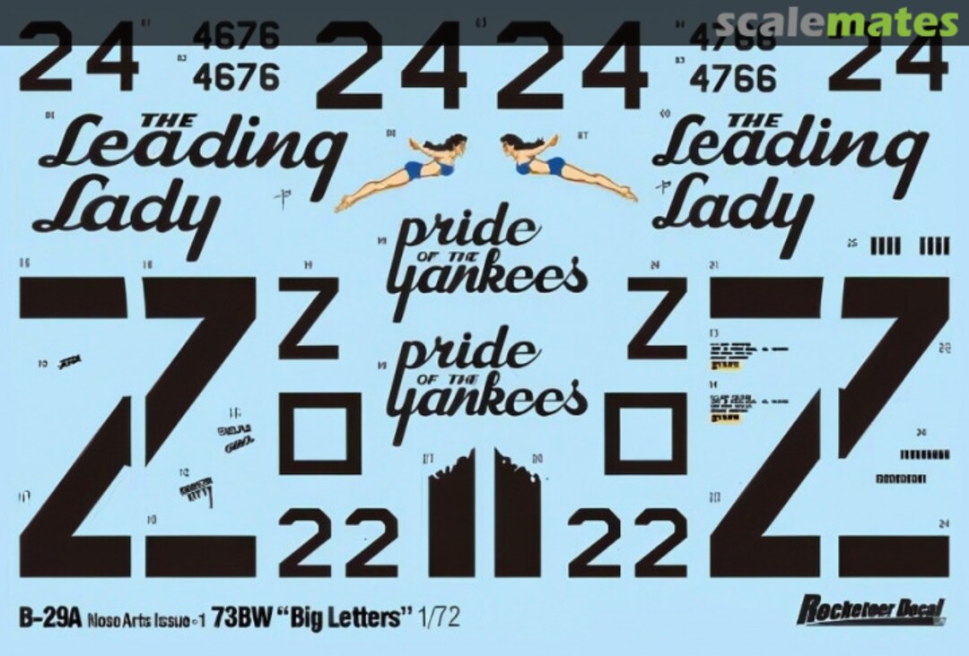 Boxart B-29A 73BW "Big Letters" RD72011 Rocketeer Decal
