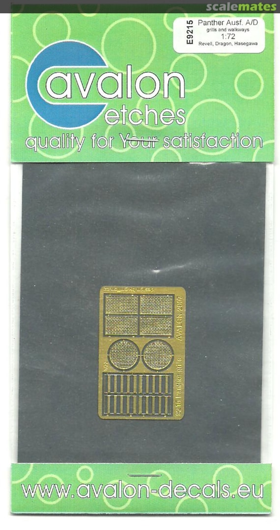 Boxart Panther Ausf. A/D grills and walkways E9215 Avalon Decals Boxart Panther Ausf. A/D grills and walkways E9215 Avalon Decals