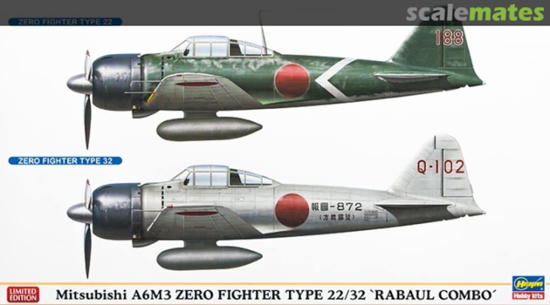 Boxart Mitsubishi A6M3 Zero Fighter Type 22/32 'Rabaul Combo' 02077 Hasegawa Boxart Mitsubishi A6M3 Zero Fighter Type 22/32 'Rabaul Combo' 02077 Hasegawa