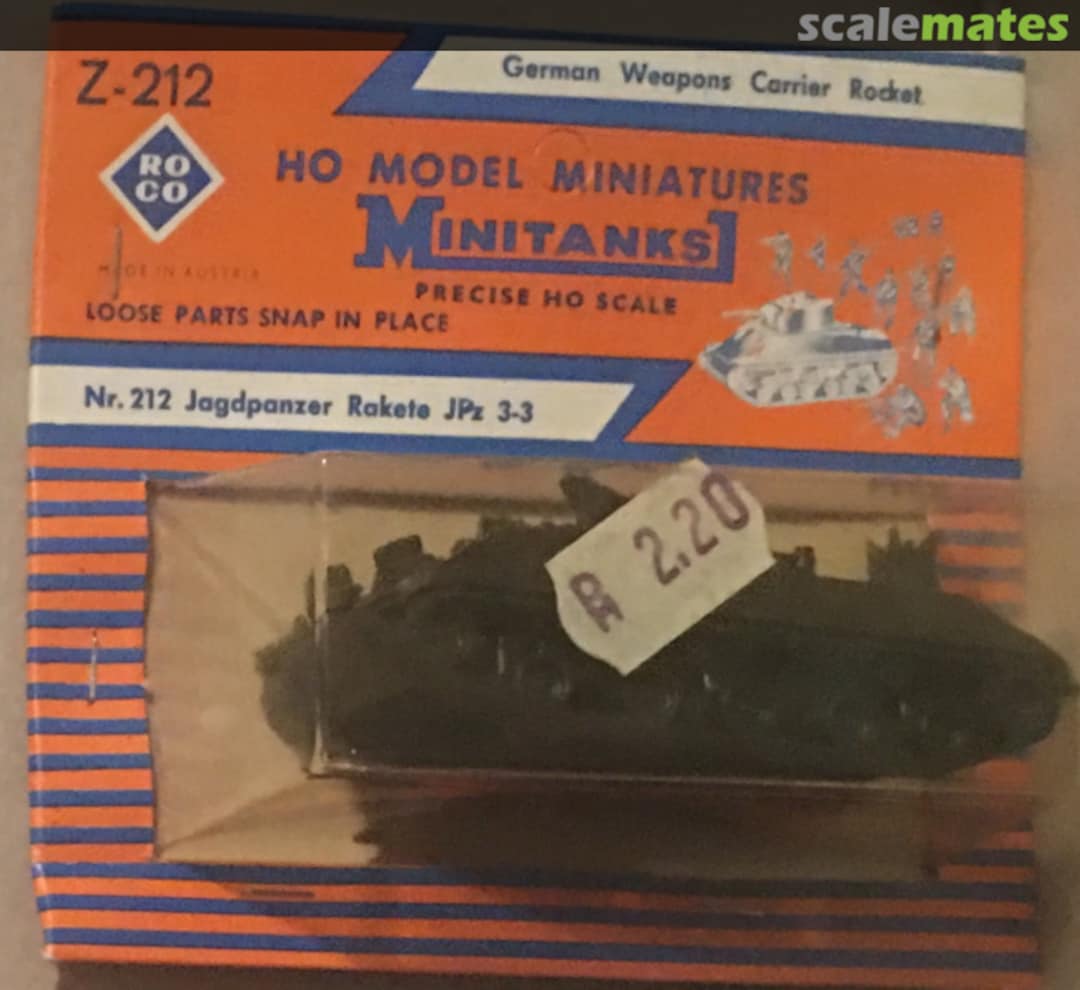 Boxart Jagdpanzer Rakete JPz 3-3 Z-212 Roco Minitanks Boxart Jagdpanzer Rakete JPz 3-3 Z-212 Roco Minitanks