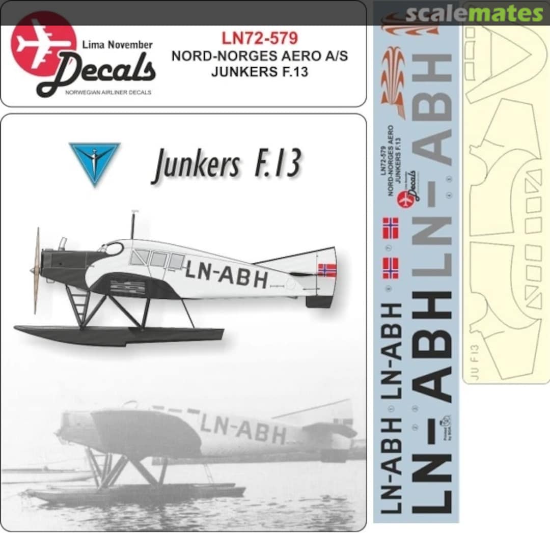 Boxart Nord-Norges Aero Junkers F.13 LN72-579 Lima November Decals Boxart Nord-Norges Aero Junkers F.13 LN72-579 Lima November Decals