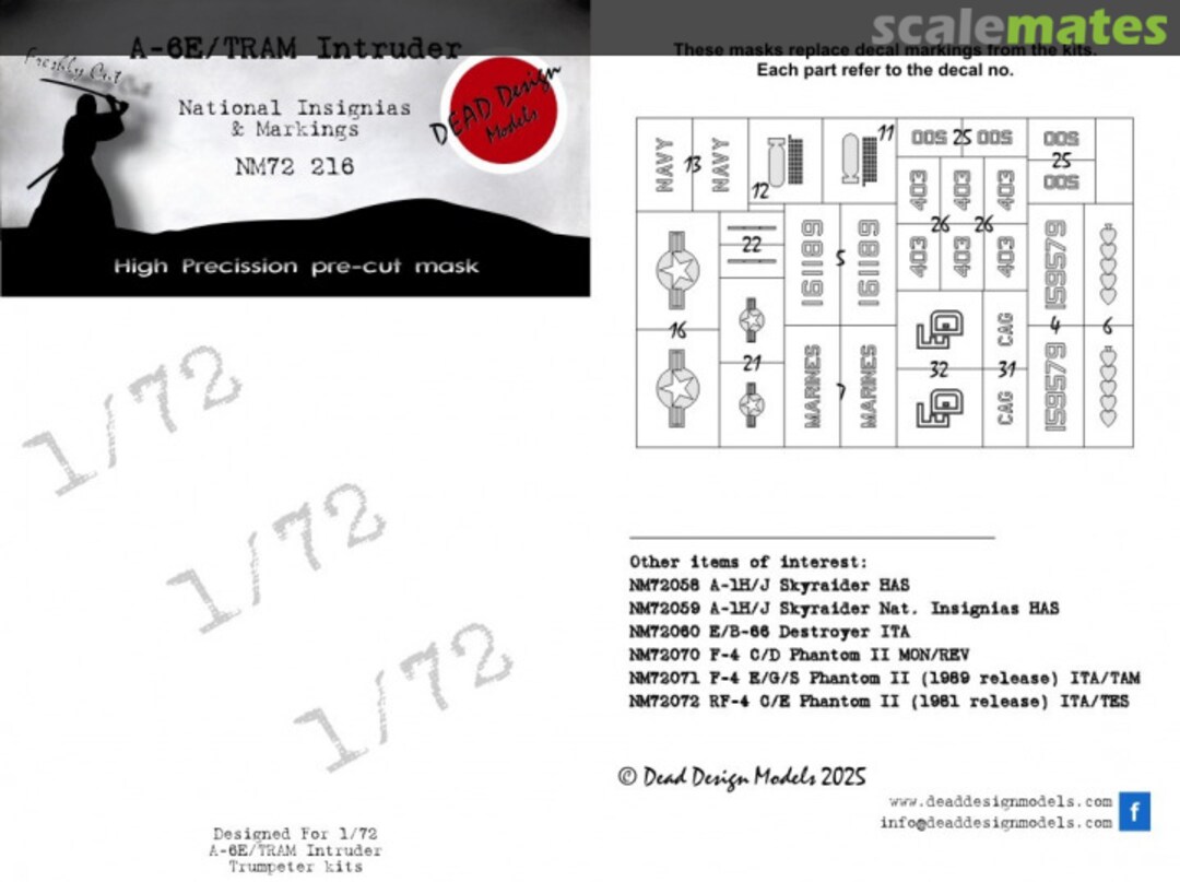 Boxart Grumman A-6E / TRAM Intruder - National Insignias and Markings NM72216 DEAD Design Models Boxart Grumman A-6E / TRAM Intruder - National Insignias and Markings NM72216 DEAD Design Models