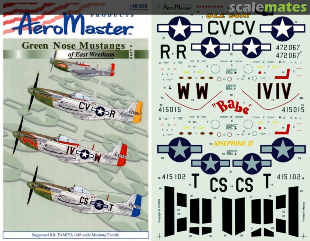 Boxart Green Nose Mustangs of East Wretham 48-652 AeroMaster Boxart Green Nose Mustangs of East Wretham 48-652 AeroMaster
