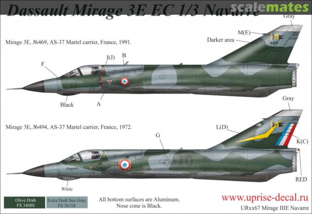 Boxart Mirage IIIE EC1/3 Navarra, AS-37 carrier, no stencils UR7267 UpRise Decal Boxart Mirage IIIE EC1/3 Navarra, AS-37 carrier, no stencils UR7267 UpRise Decal