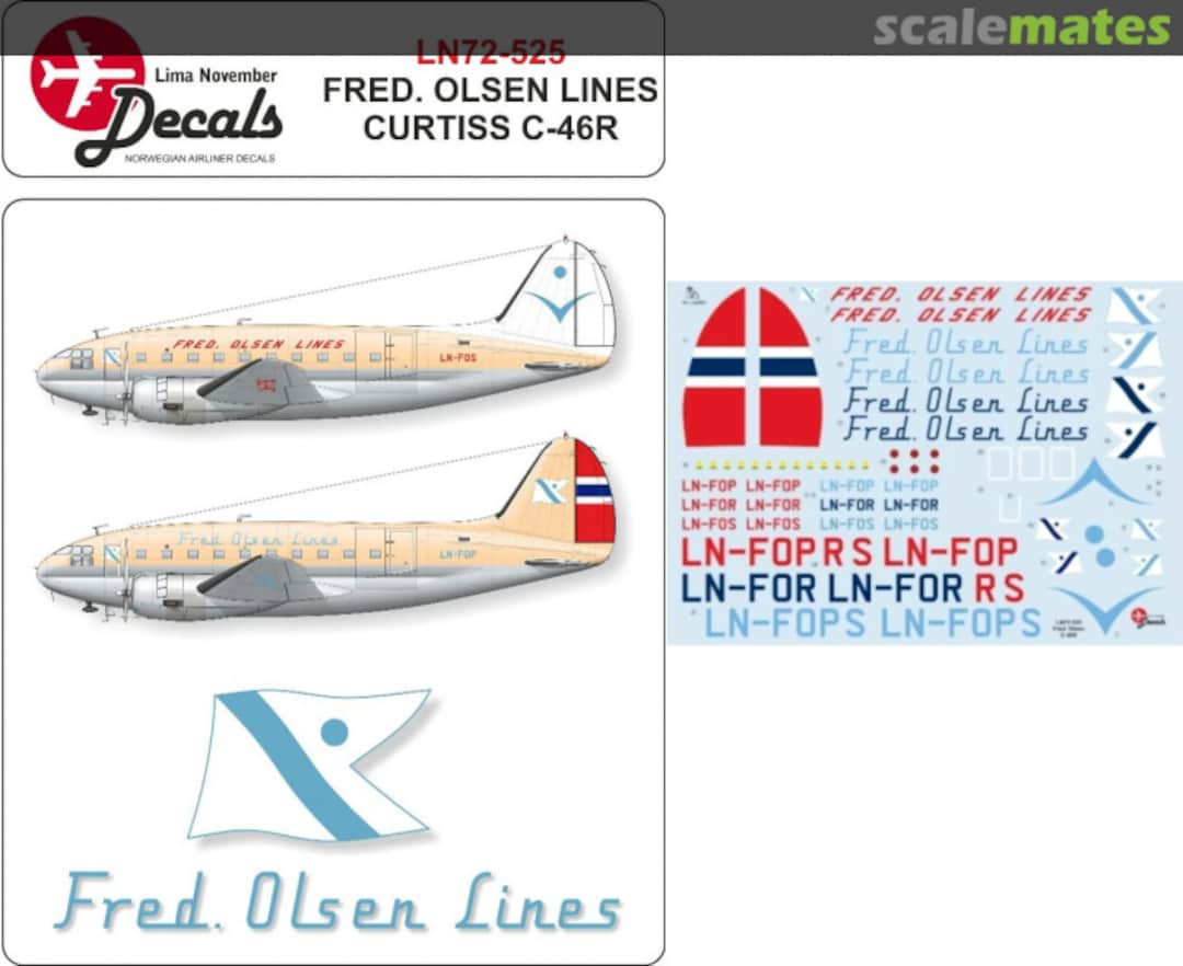 Boxart Fred. Olsen Lines Curtiss C-46R LN72-525 Lima November Decals Boxart Fred. Olsen Lines Curtiss C-46R LN72-525 Lima November Decals