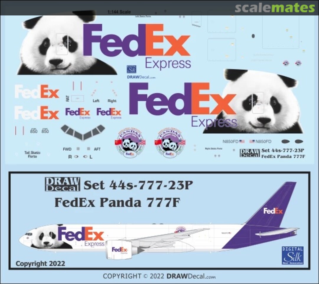 Boxart FedEx 2010 PandaExpress 777F 44-777-23P Draw Decal