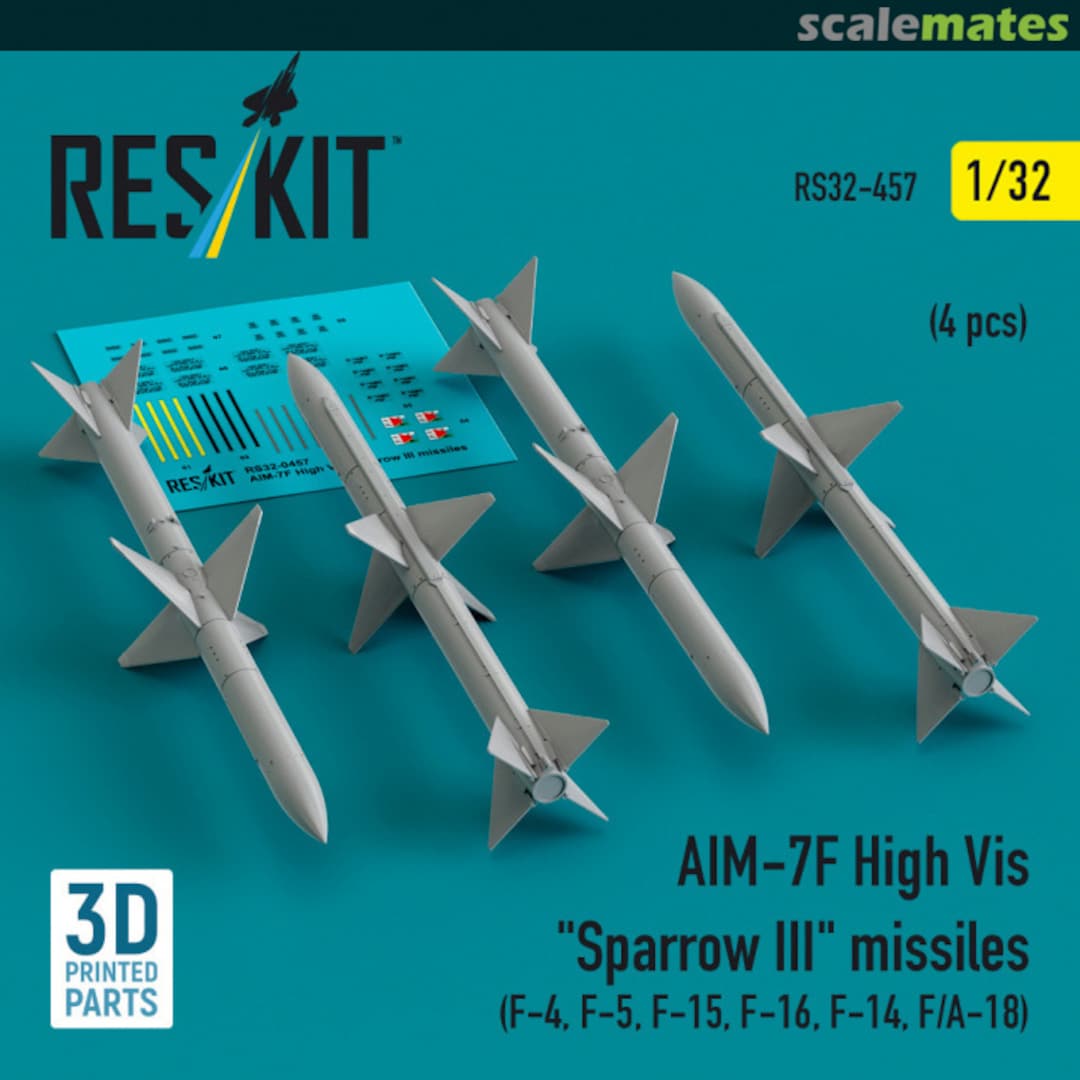 Boxart AIM-7F High Vis Sparrow III missiles (4 pcs) RS32-0457 ResKit Boxart AIM-7F High Vis Sparrow III missiles (4 pcs) RS32-0457 ResKit