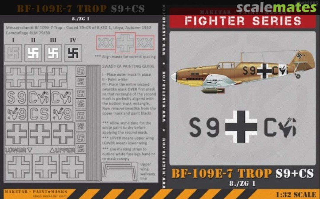 Boxart Messerschmitt Bf-109E-7 Trop S9+CS MM32085V Maketar Boxart Messerschmitt Bf-109E-7 Trop S9+CS MM32085V Maketar
