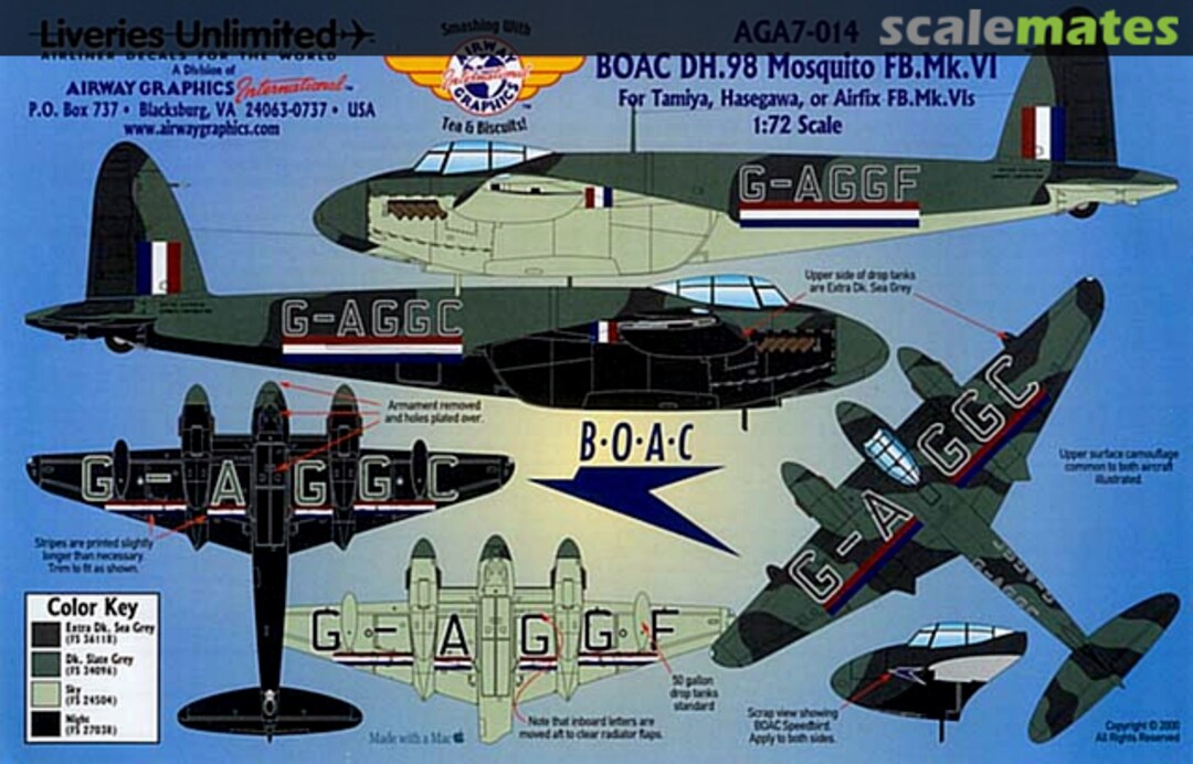 Boxart BOAC DH.98 Mosquito FB.Mk.VI AGA7-014 Liveries Unlimited/Airway Graphics