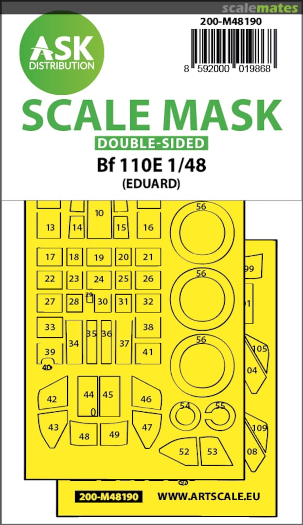 Boxart Messerschmitt Bf 110E double-sided mask 200-M48190 ASK