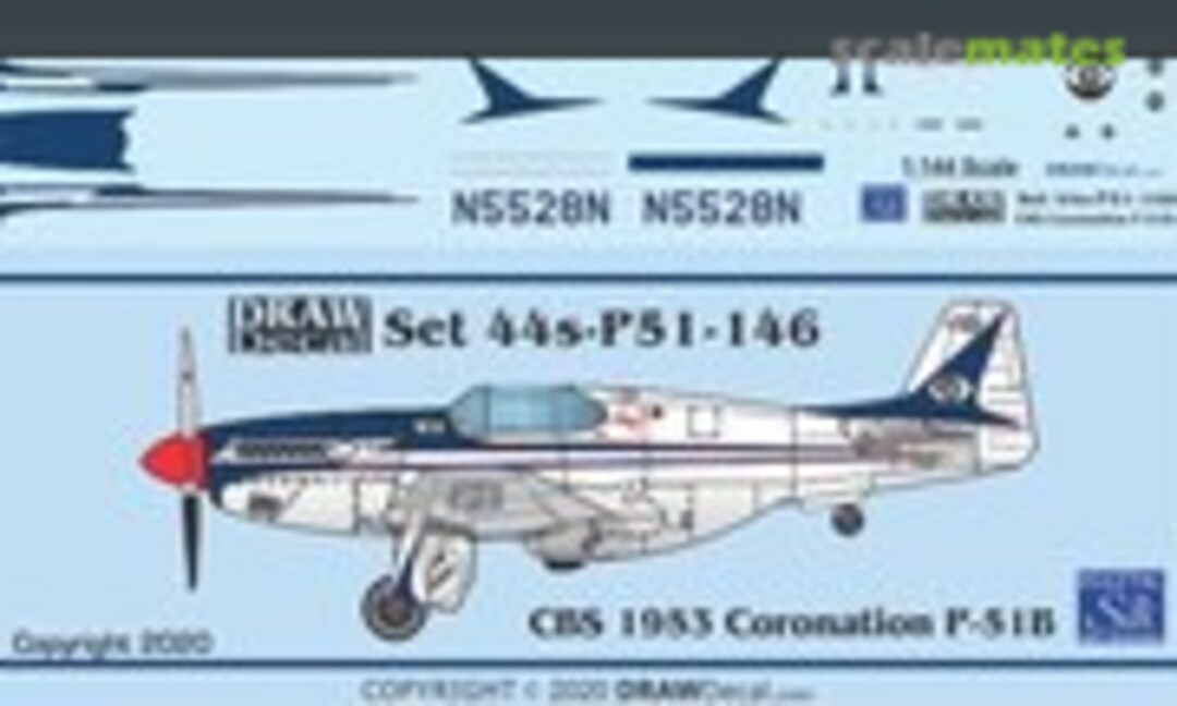 1:144 CBS 1953 Coronation P-51B (Draw Decal 44-P51-146) 44-P51-146