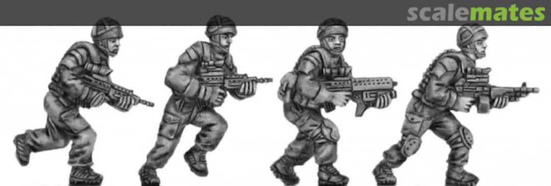 Boxart British advancing, helmet - four figure set 100MOD400 Eureka Miniatures 