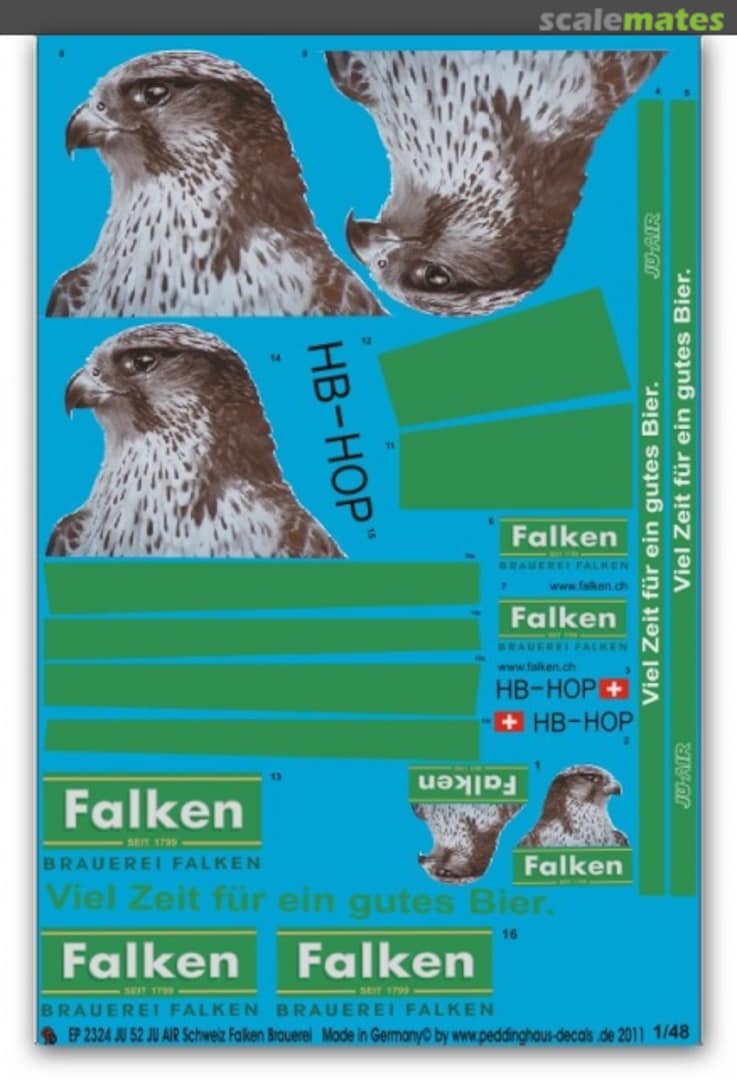 Boxart Ju 52 Ju Air -Schweiz Falken-Brauerei EP 2324 Peddinghaus-Decals Boxart Ju 52 Ju Air -Schweiz Falken-Brauerei EP 2324 Peddinghaus-Decals