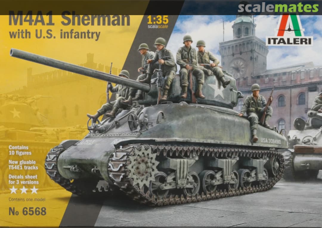 Boxart M4A1 Sherman with US Infantry 6568 Italeri Boxart M4A1 Sherman with US Infantry 6568 Italeri