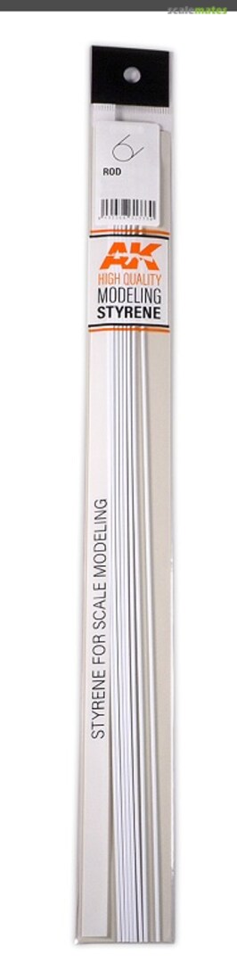Boxart Styrene Rods 2.00 diameter X 350mm (6 units) AK 6540 AK Interactive Boxart Styrene Rods 2.00 diameter X 350mm (6 units) AK 6540 AK Interactive