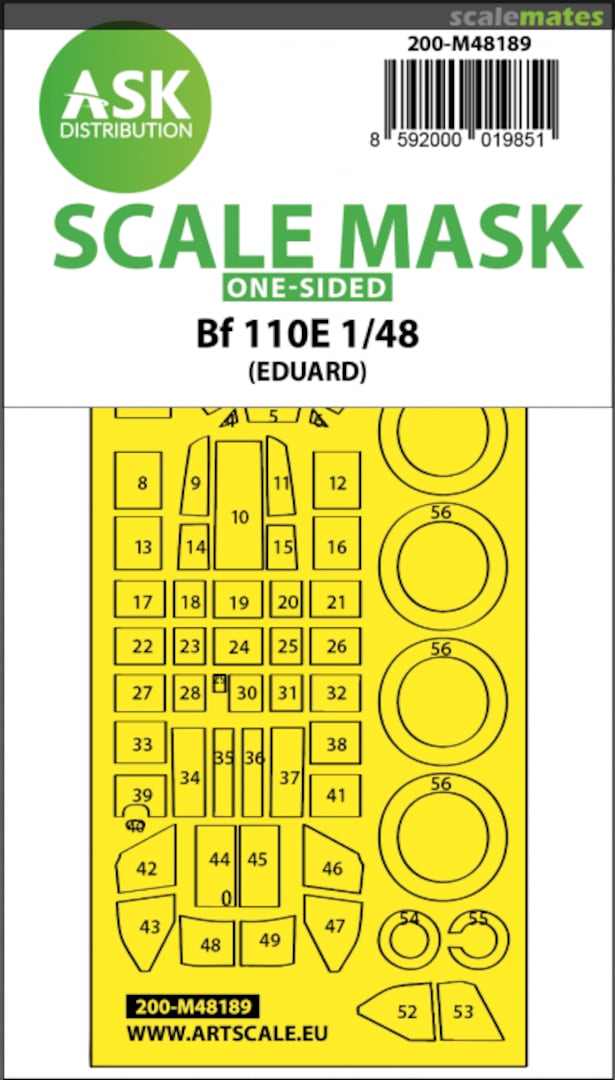 Boxart Messerschmitt Bf 110E one-sided mask 200-M48189 ASK