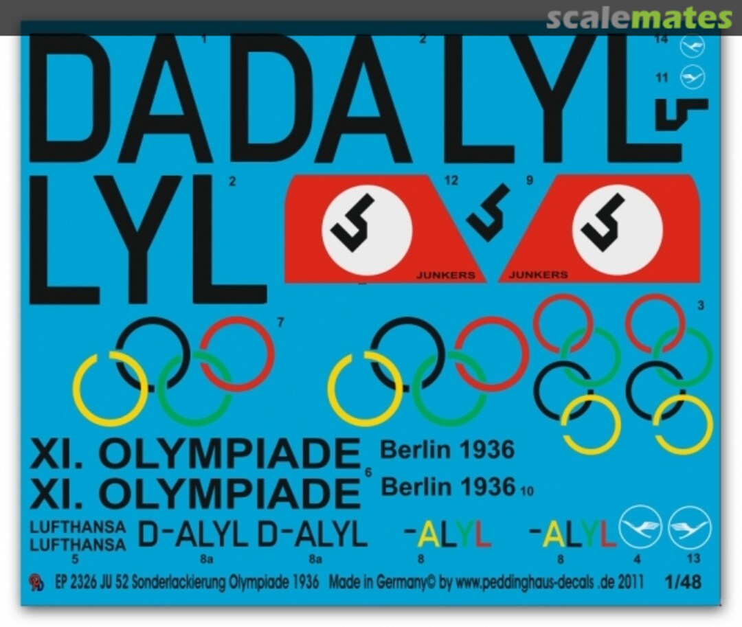Boxart Ju 52 Sonderlackierung Olympiade 1936 EP 2326 Peddinghaus-Decals Boxart Ju 52 Sonderlackierung Olympiade 1936 EP 2326 Peddinghaus-Decals