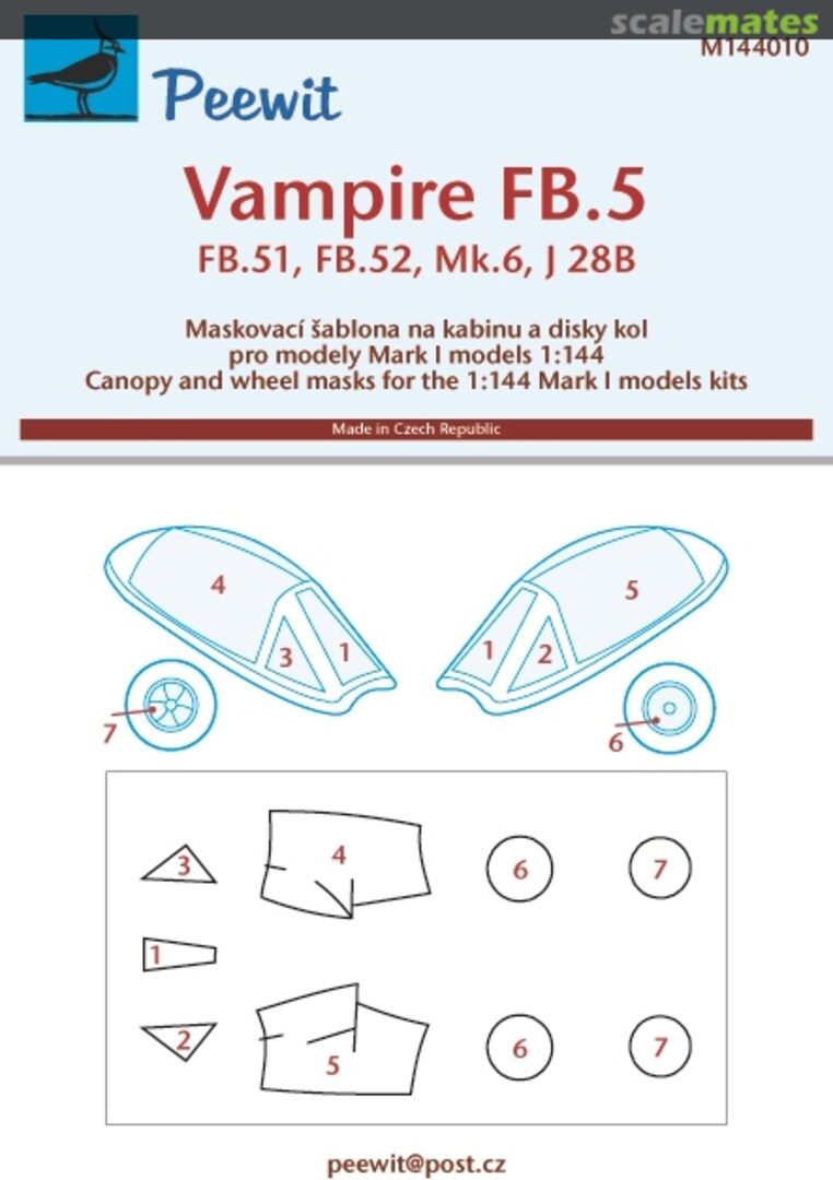 Boxart de Havilland Vampire FB.5/FB.52/J 28B M144010 Peewit Boxart de Havilland Vampire FB.5/FB.52/J 28B M144010 Peewit