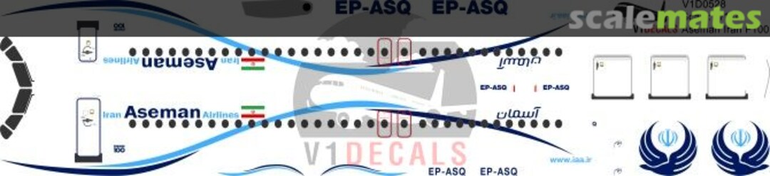 Boxart Aseman Iran Airlines Fokker F-100 V1D0528-144 V1 Decals Boxart Aseman Iran Airlines Fokker F-100 V1D0528-144 V1 Decals