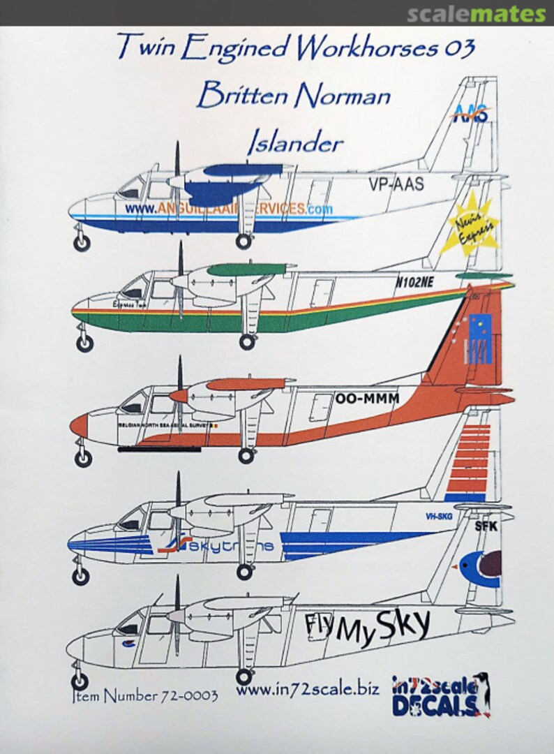 Boxart Twin Engined Workhorses 03 Britten Norman Islander 72-0003 In72scale Decals Boxart Twin Engined Workhorses 03 Britten Norman Islander 72-0003 In72scale Decals