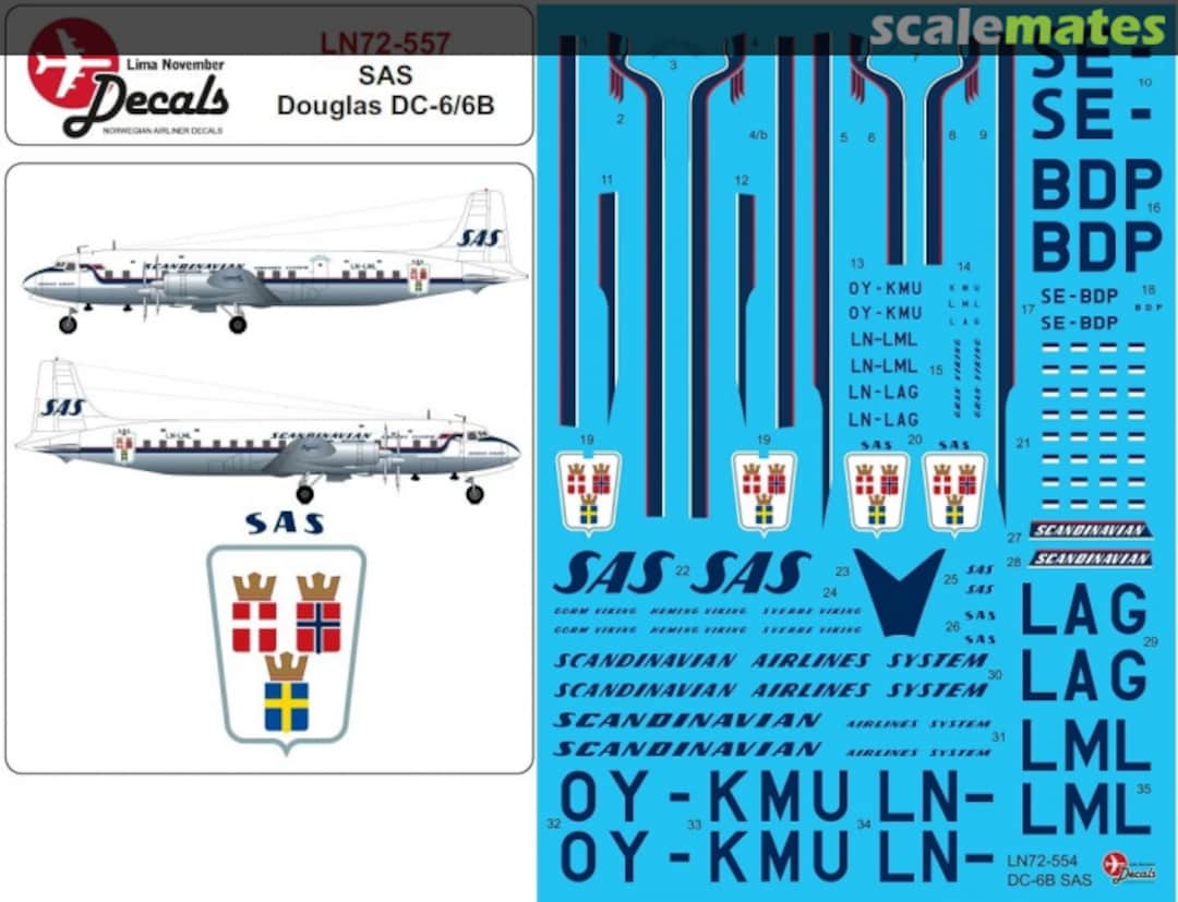 Boxart SAS Douglas DC-6B including masks LN72-557 Lima November Decals Boxart SAS Douglas DC-6B including masks LN72-557 Lima November Decals